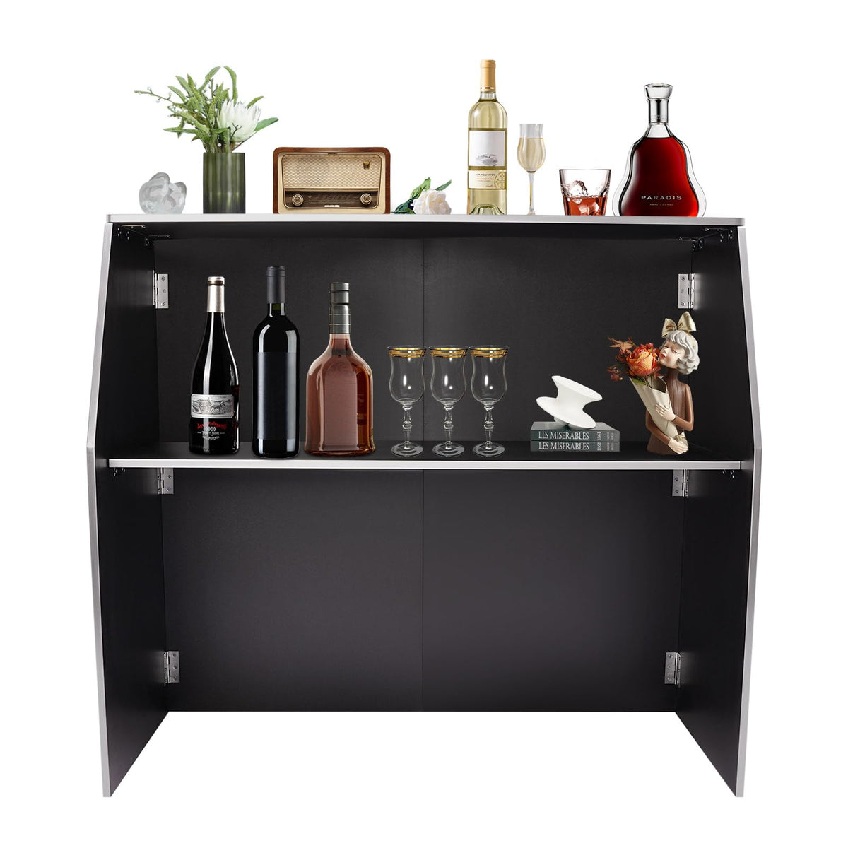 Portable Event Bar,Folding Portable Bar,Foldable Portable Event Bar Cabinet,Wine Bar Cabinet,Bar Cabinet,Foldable Bar Table,Foldable Storage Cabinet for Home Kitchen,Party