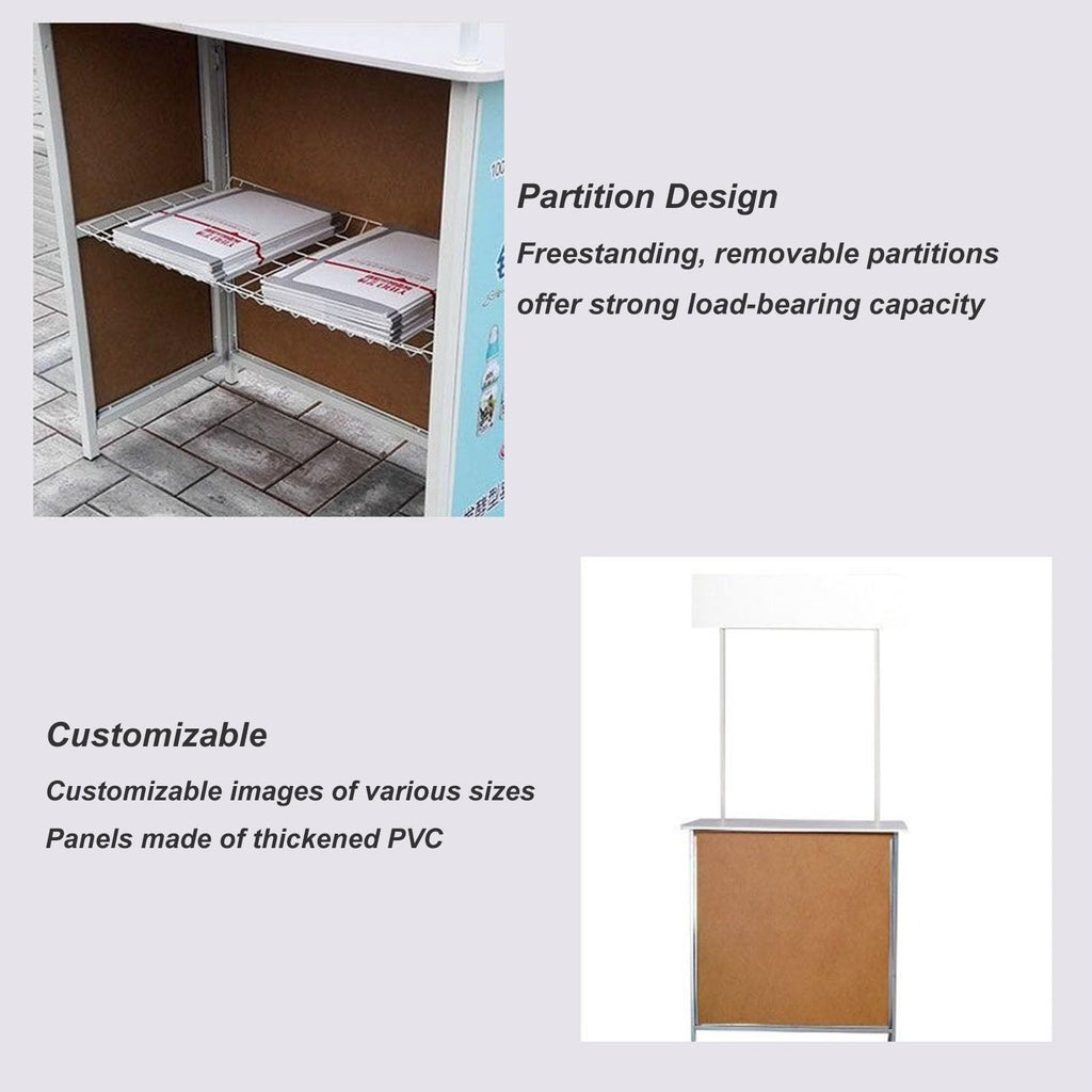 Portable Promotion Counter Table Foldable Booth Trade Show Display Banner Stand Reception Event Desk Retail Advertising Display Banner Stand,Supermarket Tasting Table (Without Wheels)