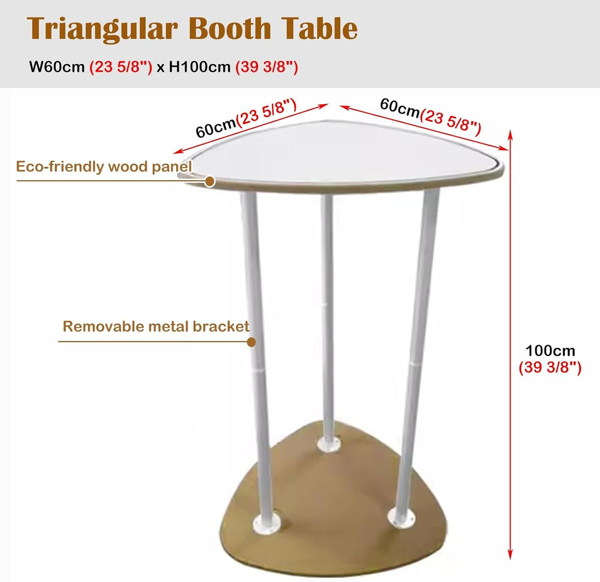 Portable Convex Promotion Counter Table, Detachable Banner Stand Podium for Tradeshow Exhibition Reception, Home Party Picnic Events Bar Show Table(Triangular)