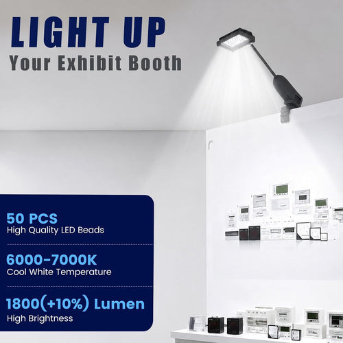3PCS Trade Show Booth Lights, 2000LM 6500K Connectable Exhibit Arm Lighting