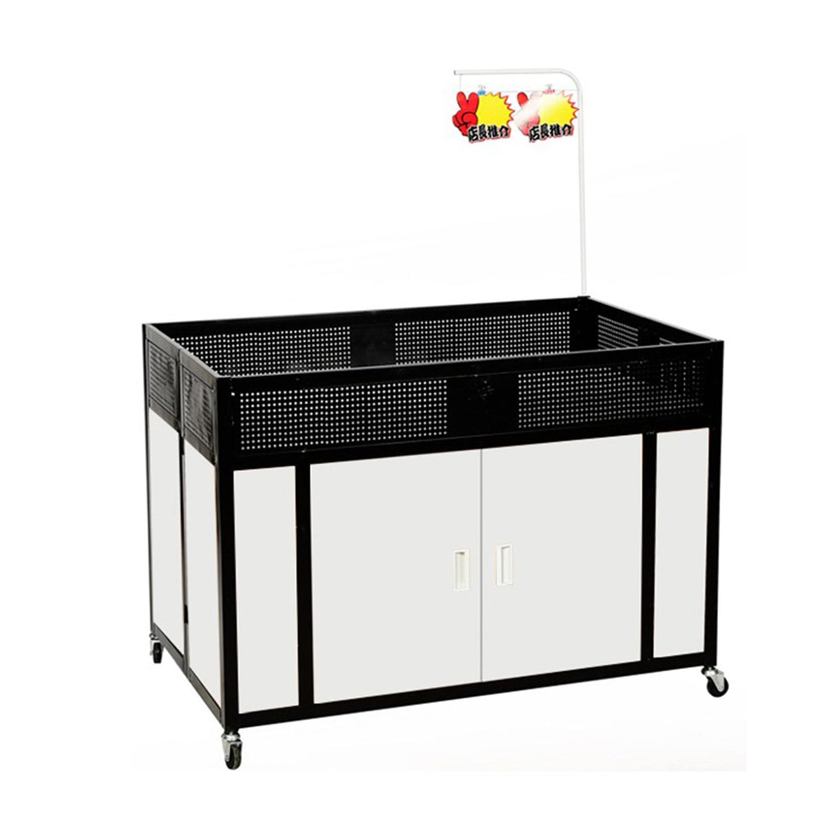 Mobile Portable Promotion Counter Tableï¼trade Show Podium Table Display Exhibition Counter Standï¼supermarket Demo Metal Display Banner Stand Reception Event Desk ï¼multi-purpose Flower Shelf
