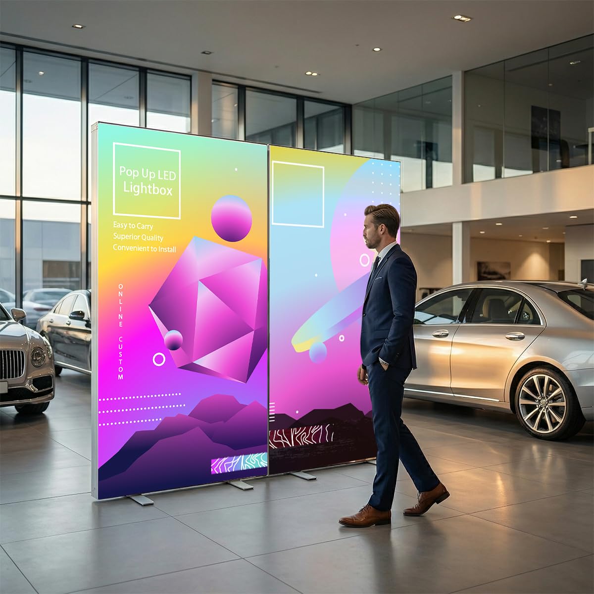 Custom Backlit Banner Stand Folding Pop Up LED Fabric Lightbox