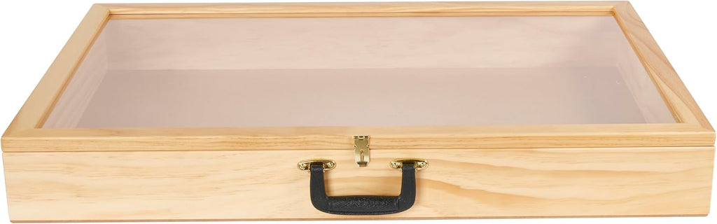 SSWBasics 36-Inch Portable Natural Pine Wood Countertop Display Case - Showcase Your Items in Style with a 24" W x 36" L x 4" D Elegant and Versatile Display Box