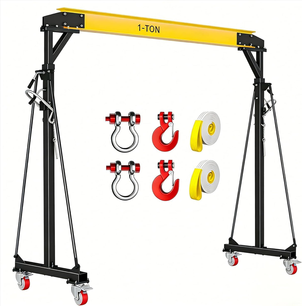 1 Ton Gantry Crane, 8-12FT, 2200LBS, Manual Trolley