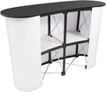 51" Portable Foldable Pop Up Trade Show Counter, Aluminum Alloy Exhibition Table with Storage Shelves, Register Stand 70kg Load Capacity, for Promotion, Exhibition