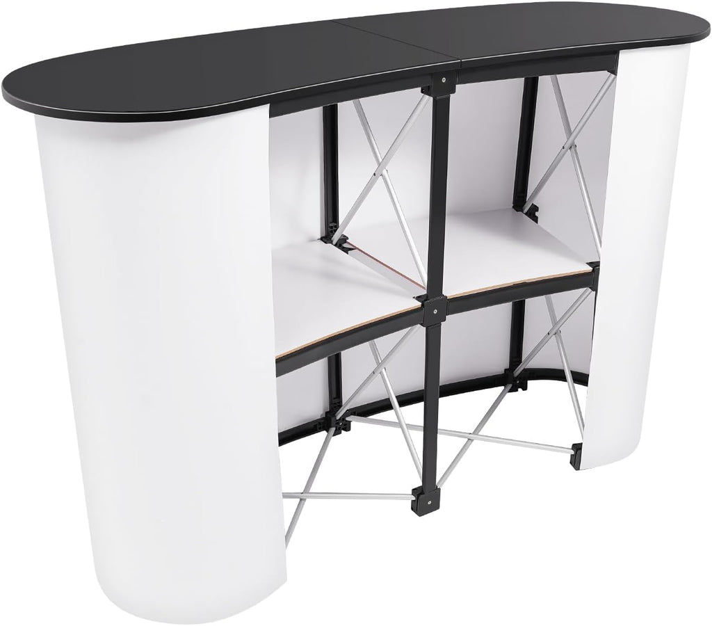 Portable Trade Show Counter Table, 51" Pop Up Trade Show Exhibitio Speech Stand Desk Foldable Promotion Retail Bar Table for Special Events, Promotional Materials