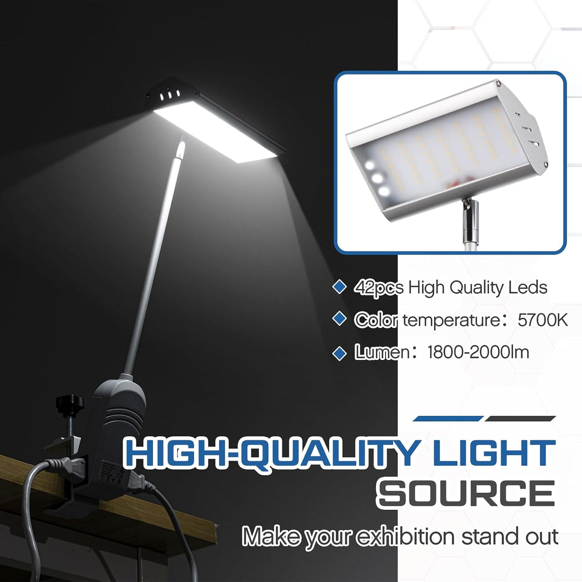 Retisee 4pcs Trade Show LED Booth Lighting Adjustable Arm Lights, Silver