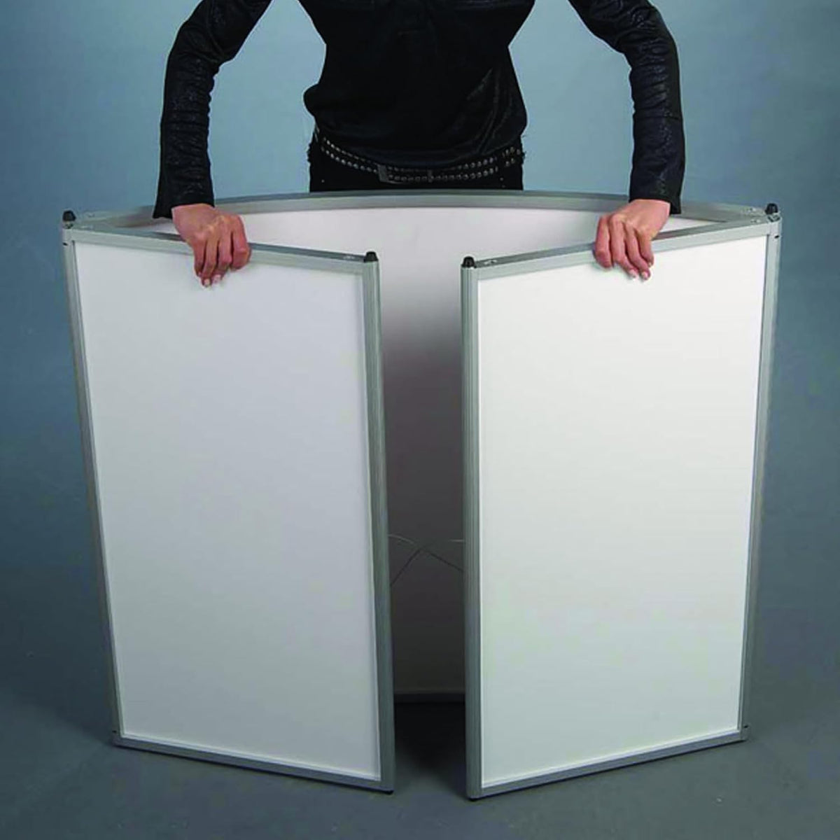 M&T Displays Portable Trade Show Podium Table Display Panset Counter Speech Stand Without Printing Pop Up for Exhibition Reception Event Desk 41.73x36.61 Inch Aluminum