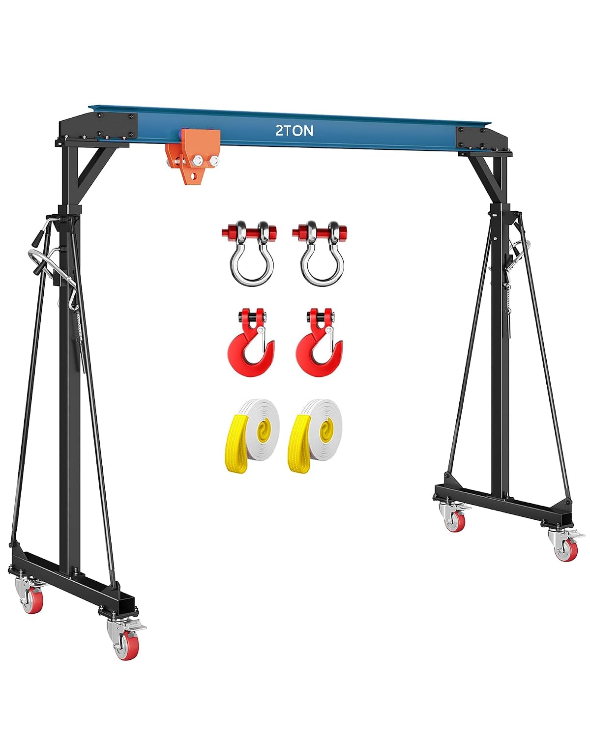 Garvee 4400LBS Gantry Crane, 2 Ton Shop Lift Hoist 8-11 FT with Trolley