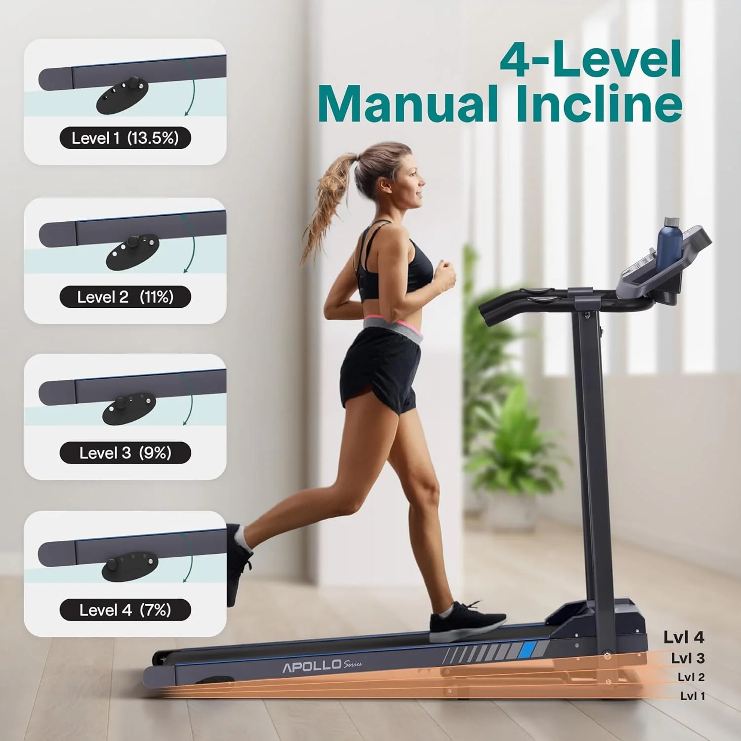 SereneLife Bieżnia do domu – składana podkładka do biegania, z wyświetlaczem LED, Treadmill for Home, Bluetooth App Sync, Digital Fitness, Walkpad z nachyleniem, do 10 km/h