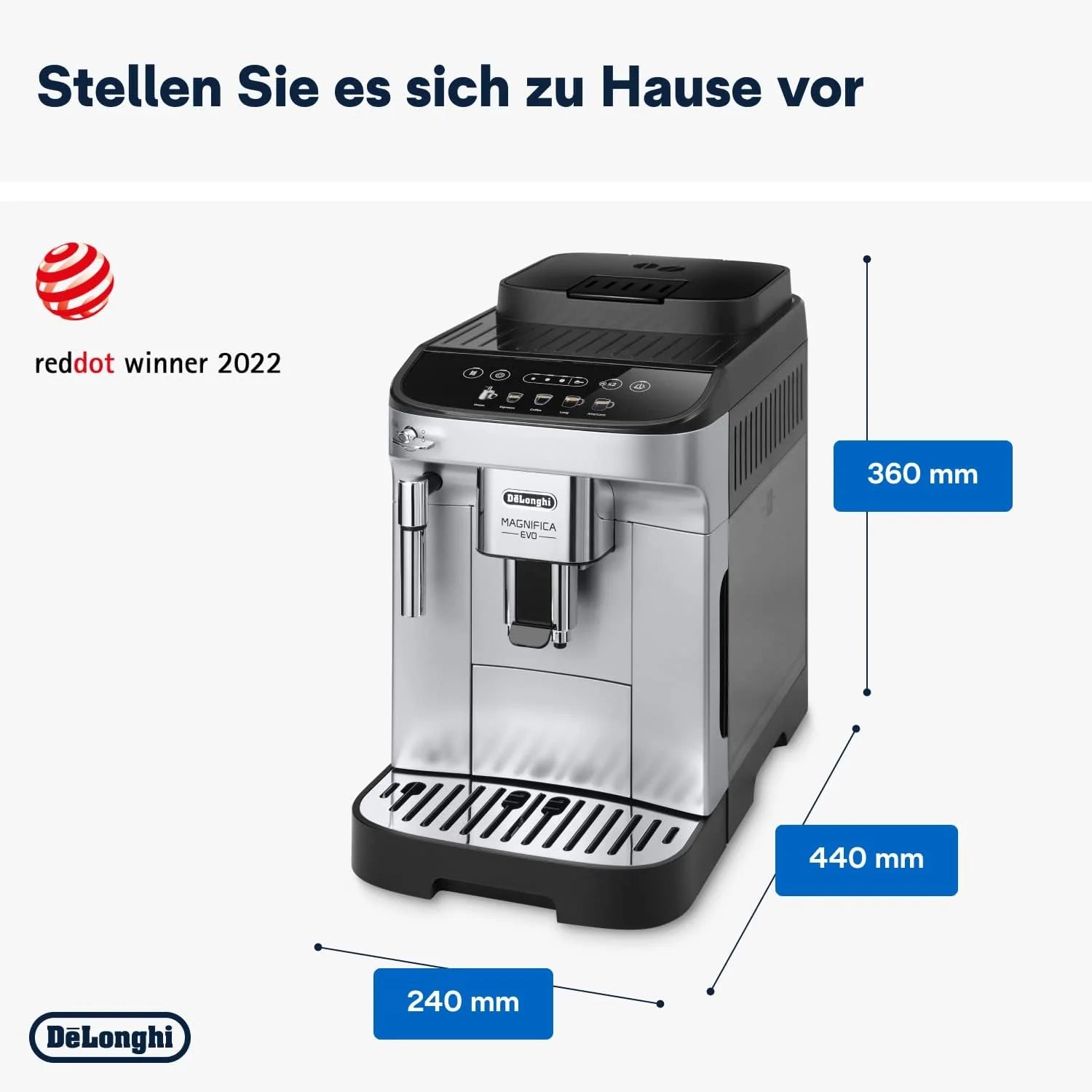 De'Longhi Magnifica Evo Ecam Ekspres do Kawy, Srebrny, 1450 WW 230 VV