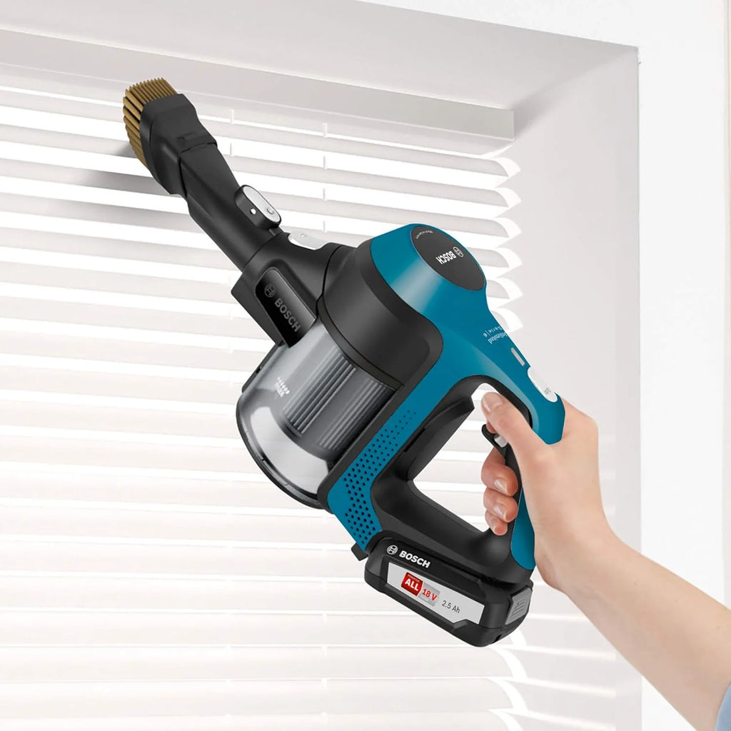 Bosch Akumulatorowy odkurzacz Unlimited seria 6 BKS6111P, bezprzewodowy odkurzacz ręczny, bezworkowy, lekki, higieniczny filtr, wysoka moc ssania, długi czas pracy, ssawka szczelinowa, wszystkie
