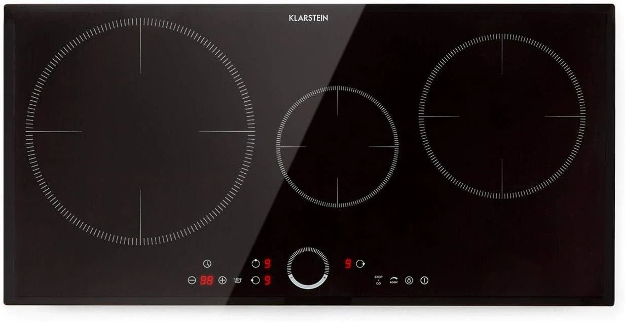 Klarstein Płyta indukcyjna, płyta kuchenna z ceramiki szklanej, 7000 W, płyta indukcyjna z 4 płytami, płyta indukcyjna do zabudowy z ekranem dotykowym i timerem, nowoczesne płyty grzewcze z