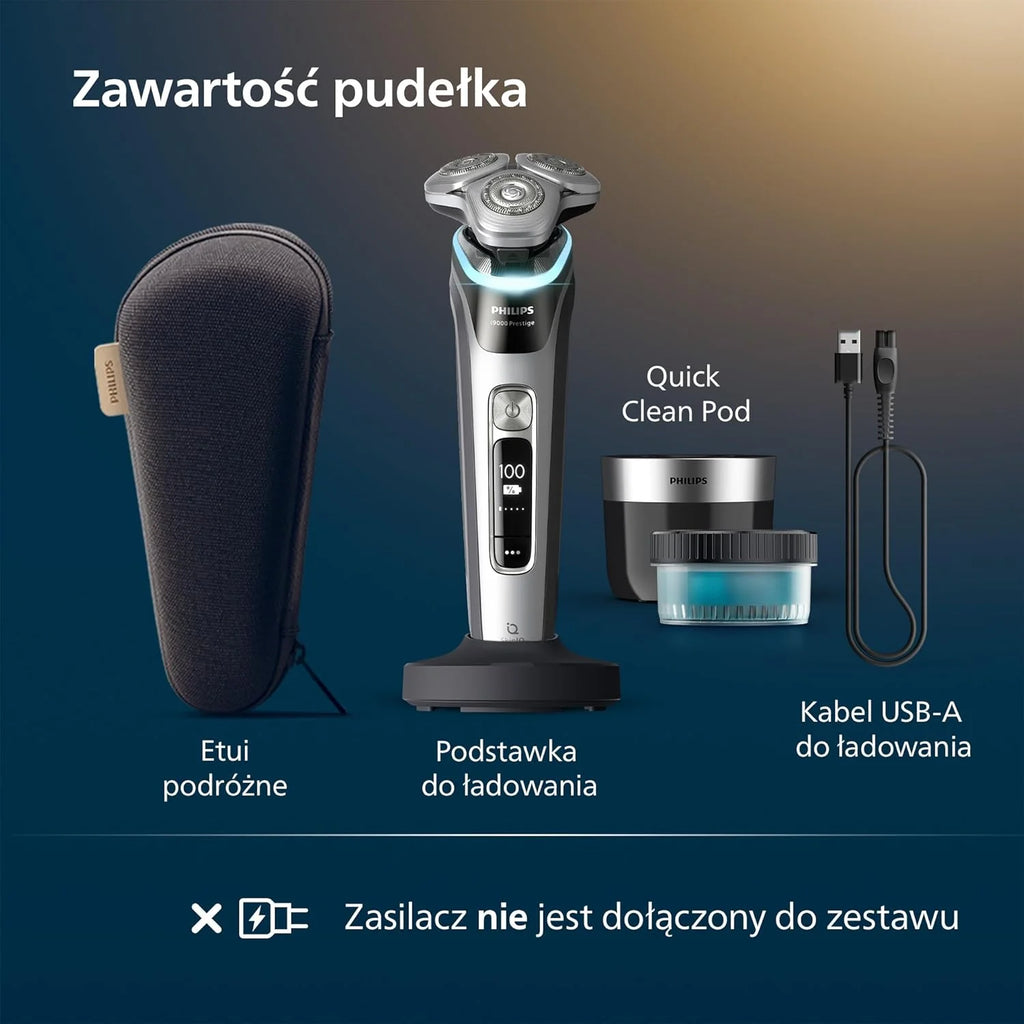 Philips Shaver i9000 Prestige, golarka elektryczna do golenia na sucho i mokro z technologią Skin IQ, System Triple Lift & Cut, podwójne ostrza SteelPrecision 360º, Model XP9205/30
