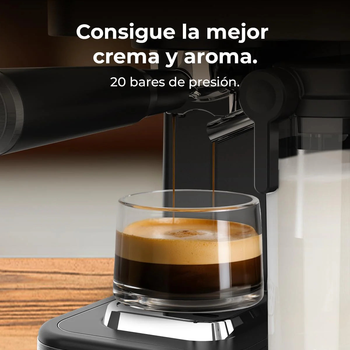 Cecotec Ekspres do kawy z podwójnym wyjściem Power Espresso 20 Barista Cream. 1550 W, 20 prętów, zbiornik na ziarna kawy 250g, młynek z 30 poziomami mielenia, termoblok, zbiornik na wodę 2.5 L