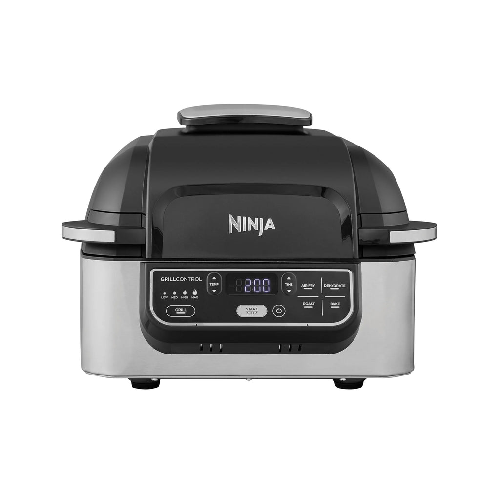 Ninja Foodi Grill i Frytkownica beztluszczowa, 5,7 l, smażenie bez oleju, grilowanie, pieczenie, ciasta i więcej, 5 funkcji gotowania, części bezpieczne do mycia w zmywarce, czarno/srebrna, AG301EU