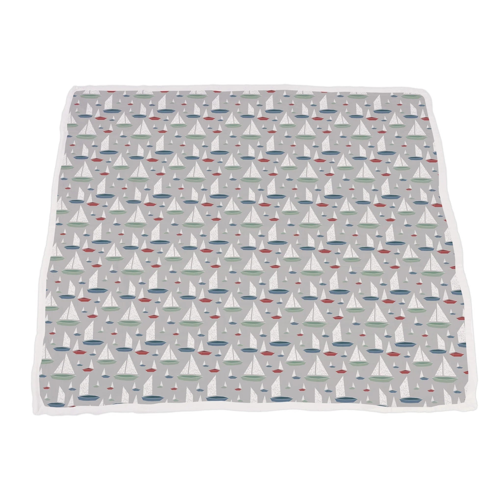 Blue Shadow Whales and Marina Sailboats Bamboo Blanket