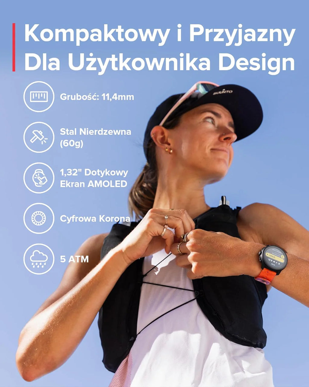 SUUNTO Race S Zegarek Biegowy z Ekranem Dotykowym Amoled, Dwuzakresowy Gps Zegarek Sportowy, Śledzenie Hrv i Snu, Plan Treningowy Oparty na Si, Bezpłatne Mapy Offline, Wodoodporność do 50M