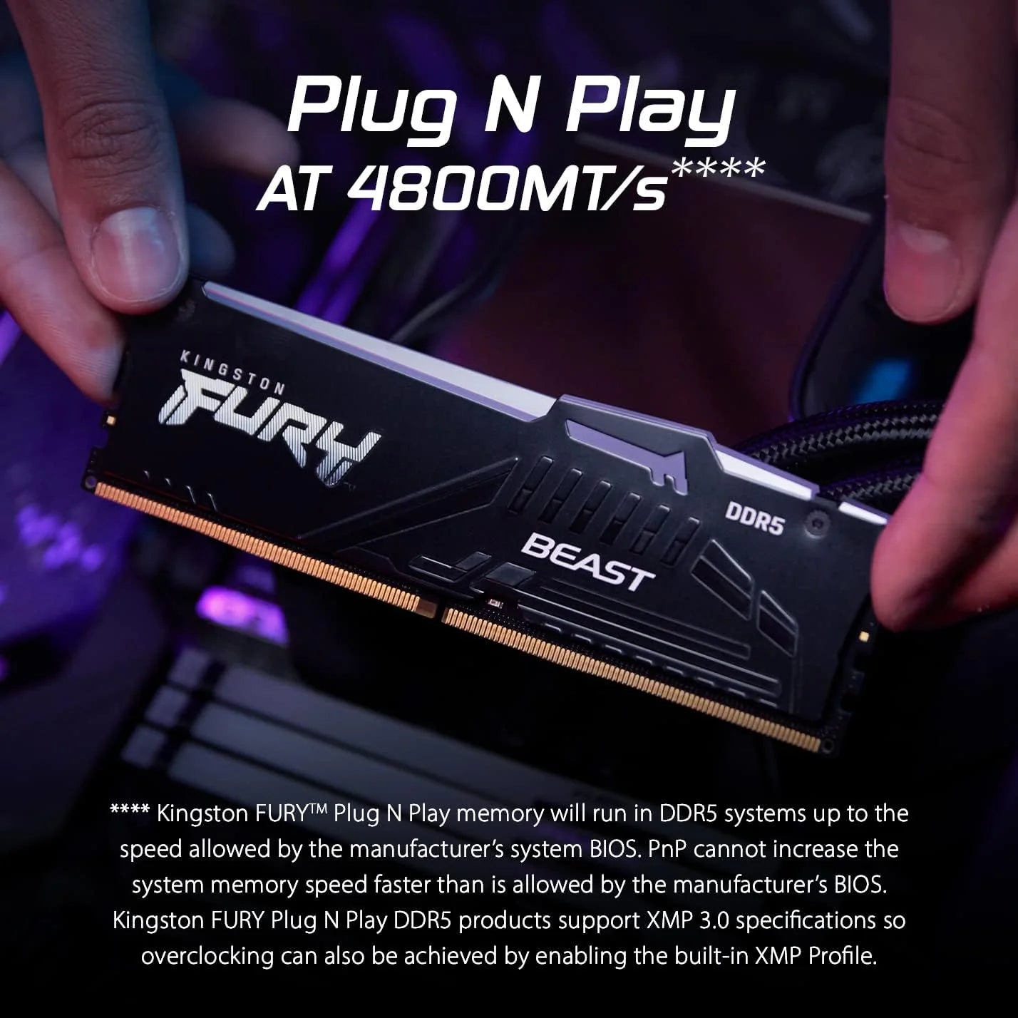 Kingston FURY Beast Czarny RGB XMP 64GB 6000MT/s DDR5 CL40 DIMM Pamięć gracza dla komputerów stacjonarnych Zestaw 4 - KF560C40BBAK4-64