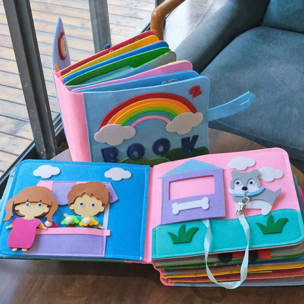 Quiet Book for Toddlers – 3D Felt Sensory Pages with Velcro Activities