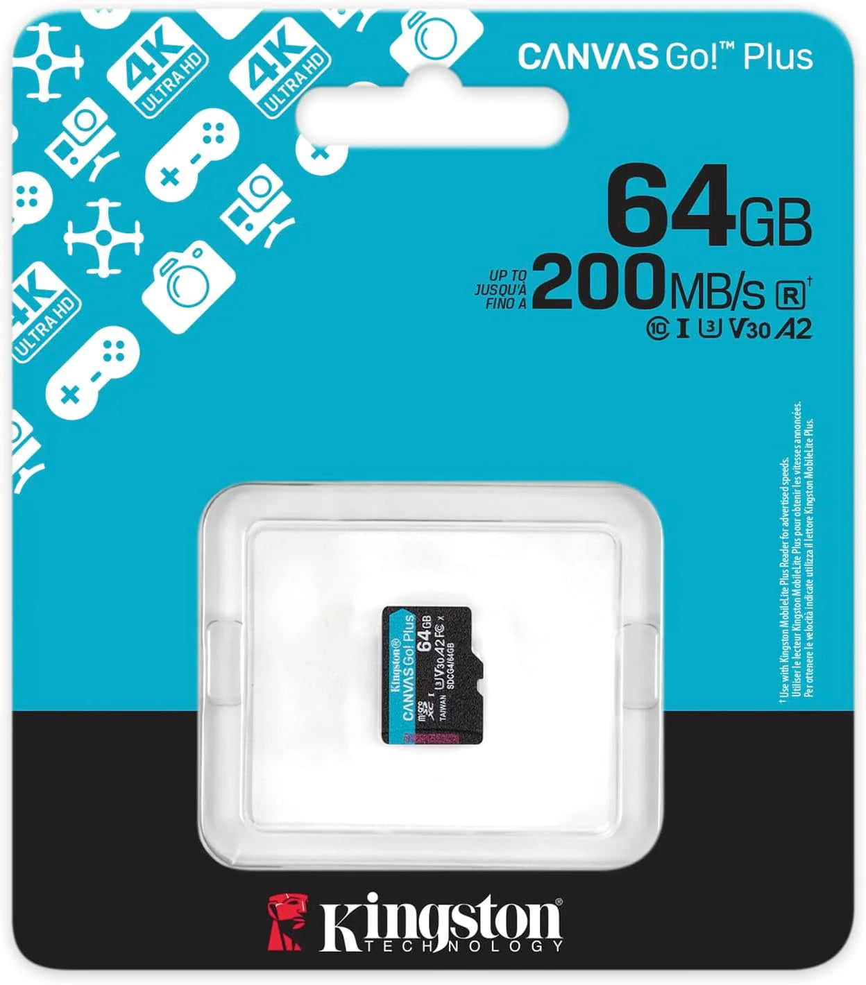 Kingston Canvas Go Plus karta pamięci microSDXC Gen4 200 MB/s A2 U3 V30 1 TB pojedyncze opakowanie bez karty ADP - SDCG4/1TBSP