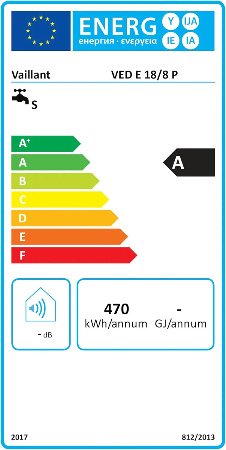 Vaillant Elektroniczny podgrzewacz wody, VED plus 18/8, odporny na ciśnienie, 18 kW, 400 V, dokładna temperatura wypływu, bezstopniowa regulacja, wyświetlacz graficzny, 0010023766, [klasa energetyczna