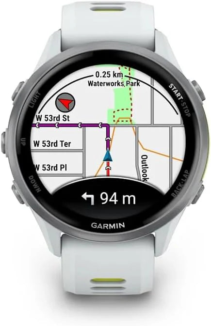 Garmin Forerunner 970 - obudowa Whitestone | Wysokiej klasy inteligentny zegarek do biegania z wyświetlaczem Amoled i wbudowaną latarką LED, do 15 dni pracy na baterii i uchwytem nawigacyjnym