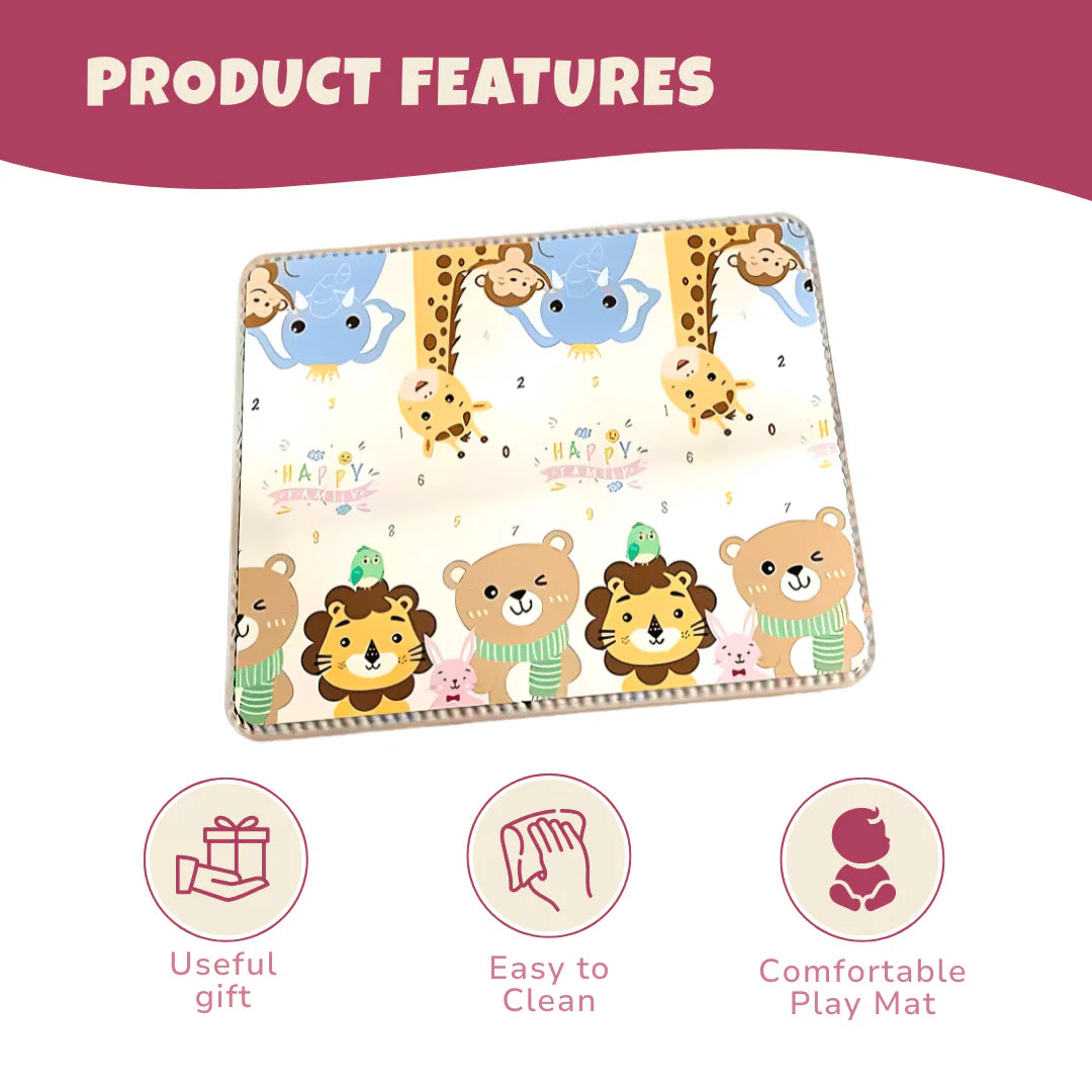 Large Foldable Baby Play Mat, Double-Sided Surface and Cushioned Foam