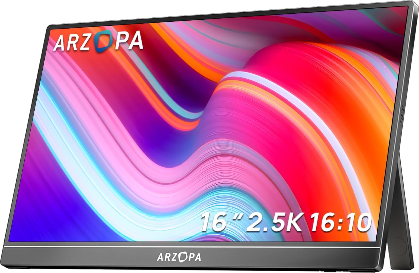 ARZOPA 16 Przenośny Monitor 2.5K | Matryca IPS 123% sRGB 400 Nit | Ekran do Pracy 16:10 do Laptopa, Mac, PC, Telefon | USB-C i HDMI - Z1RC