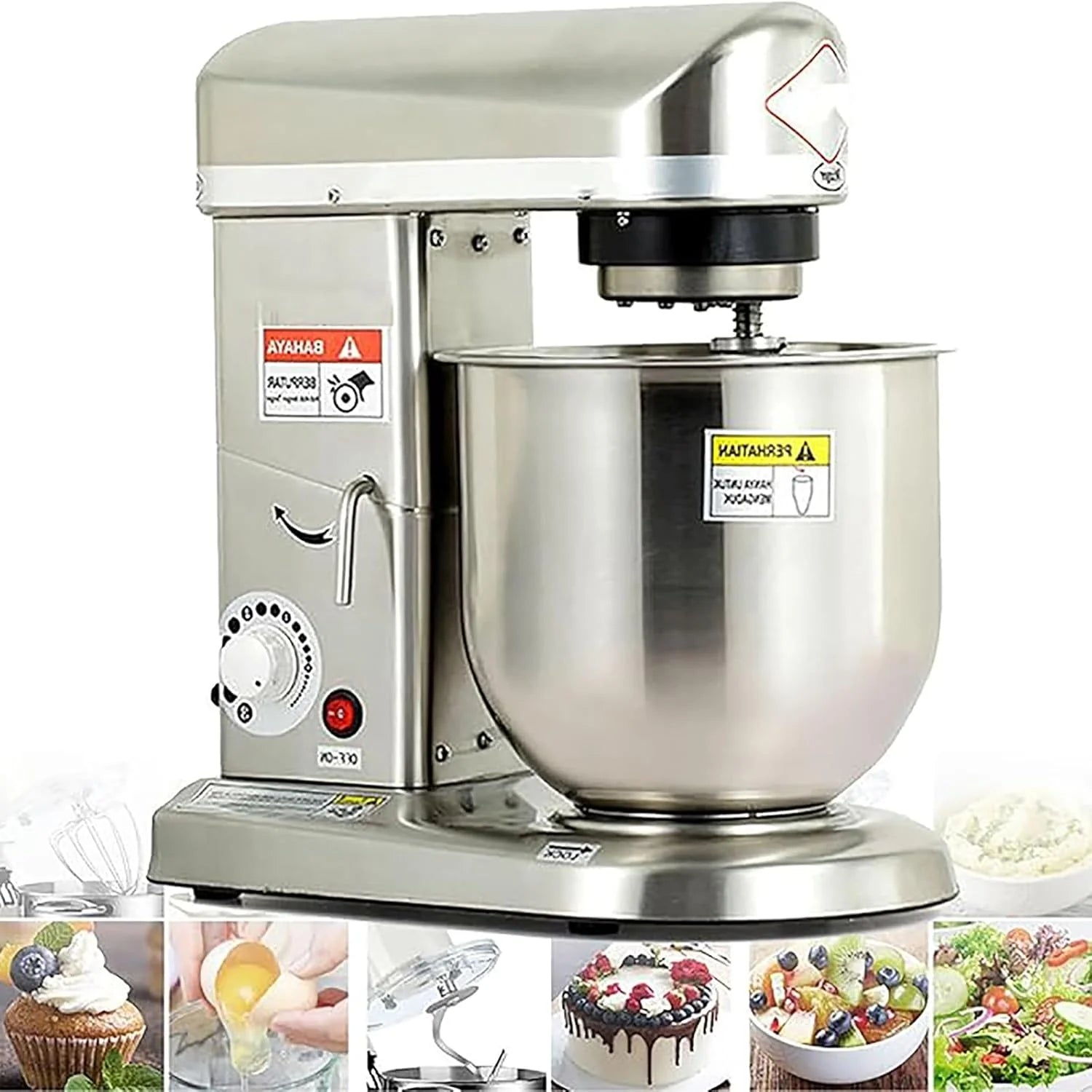 Professional Stand Mixer, 3 Speed 10L Mixing Bowl 500W Electric Mixer with Mixing Bowl, Beater & Dough Hook, Commercial Kitchen Cake Mixer & Dough Mixer,StainlessSteel
