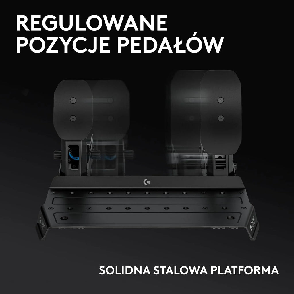 Logitech G PRO Racing Pedals – Pedały symulatora wyścigów z hamulcem z czujnikiem obciążenia 100 kg, w pełni konfigurowalne, wymienne sprężyny i elastomery, konstrukcja modułowa - Czarny