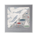 Blue Shadow Whales and Marina Sailboats Bamboo Blanket