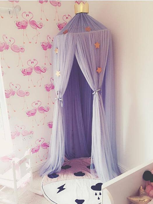 Round Crib Canopy with Dome Top, Mesh Curtain for Baby Nursery Decor