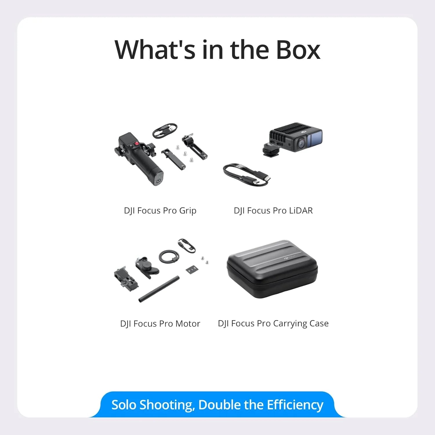 DJI Focus Pro Creative Combo, AMF system sterowania obiektywem, 20 m ostrości motywu, 76 800 punktów pomiarowych LiDAR, rozpoznawanie AI, sterowanie obiektywem FIZ, jednostka ręczna