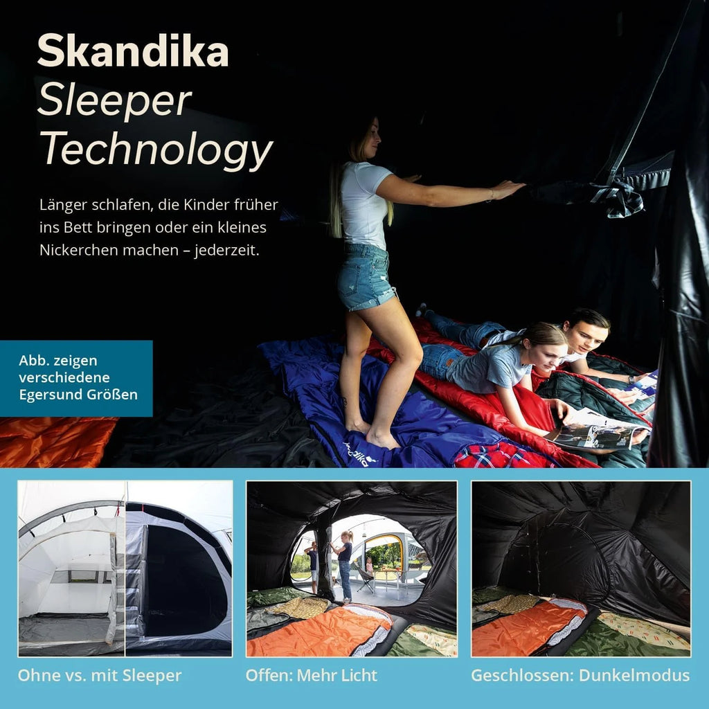 Skandika Egersund namiot tunelowy dla 3/5/7 osób, rodzinny namiot kempingowy z technologią spania, szyta mata podłogowa, wysokość 2 m, na zewnątrz, na zewnątrz