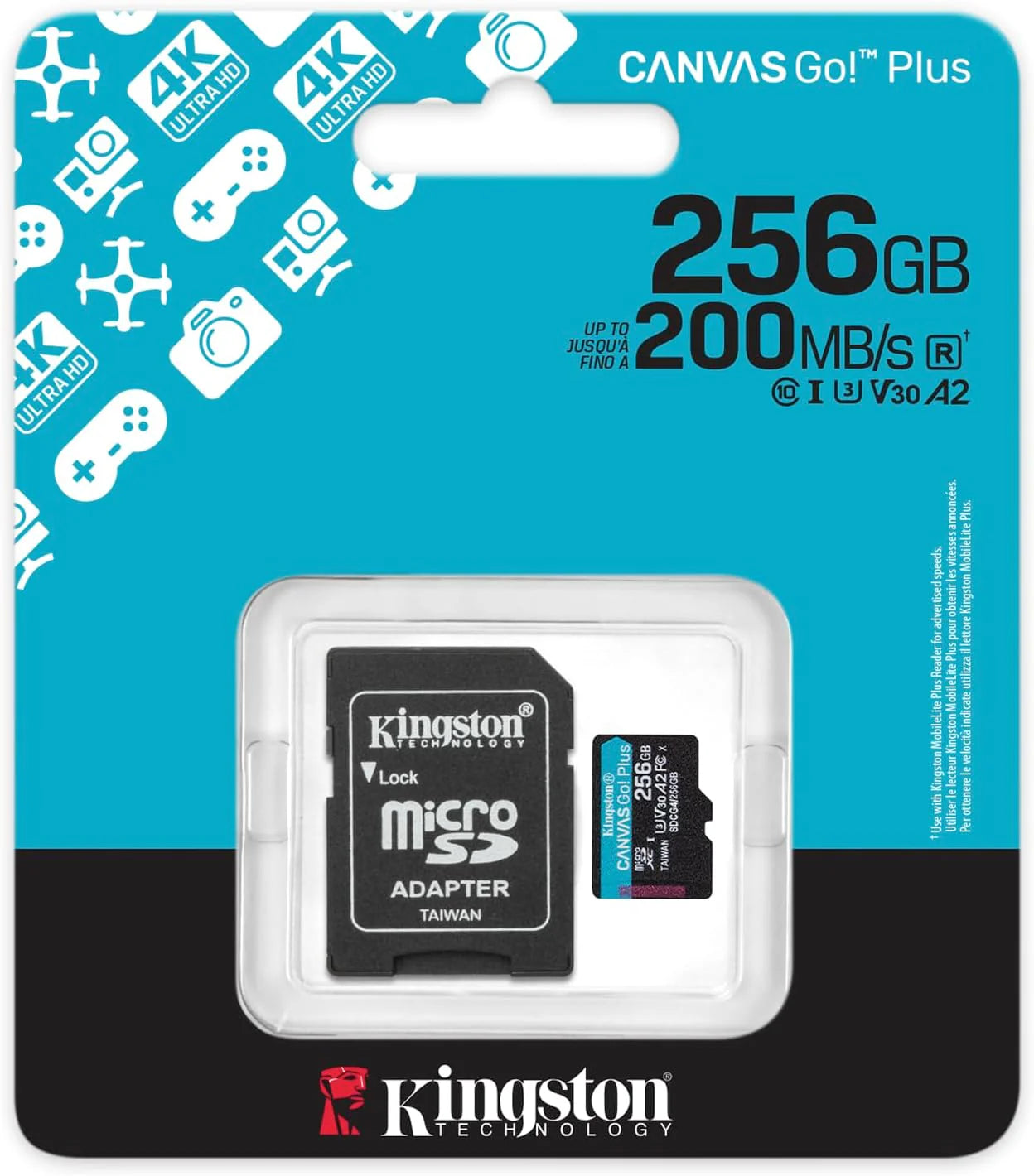 Kingston Canvas Go Plus karta pamięci microSDXC Gen4 200 MB/s A2 U3 V30 1 TB pojedyncze opakowanie bez karty ADP - SDCG4/1TBSP