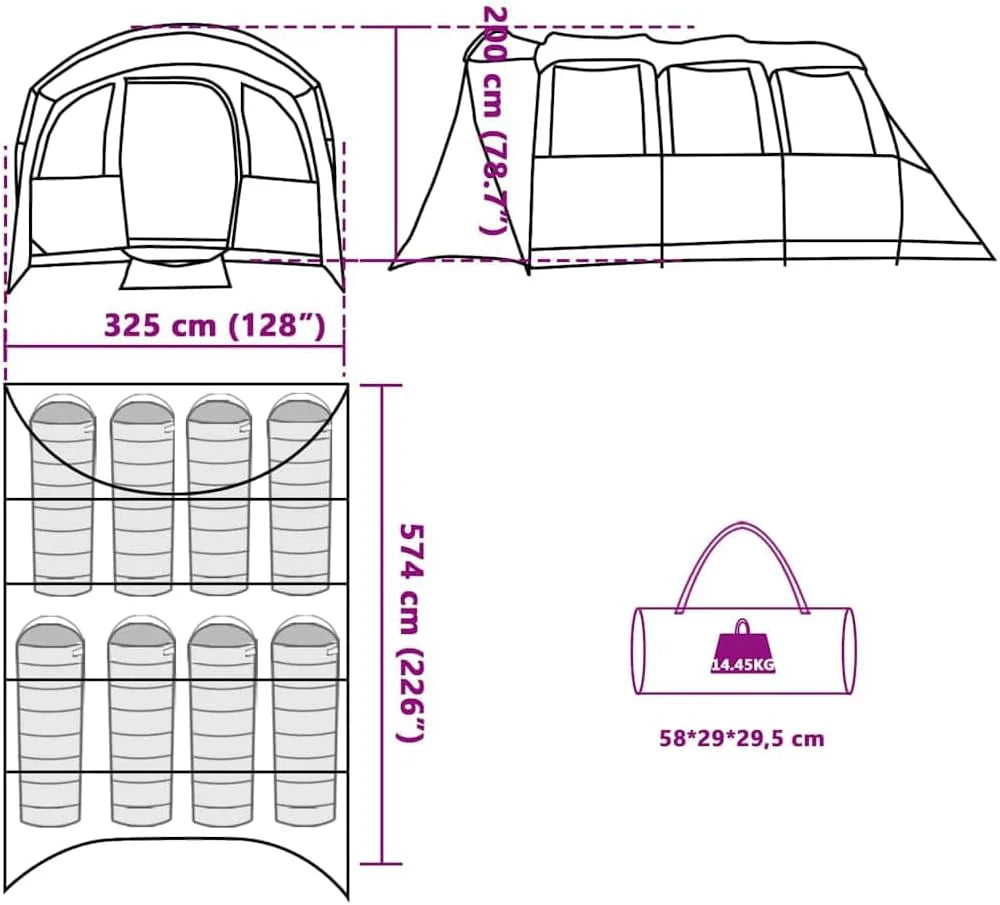 Namiot kempingowy, do użytku na zewnątrz, namiot 8-osobowy