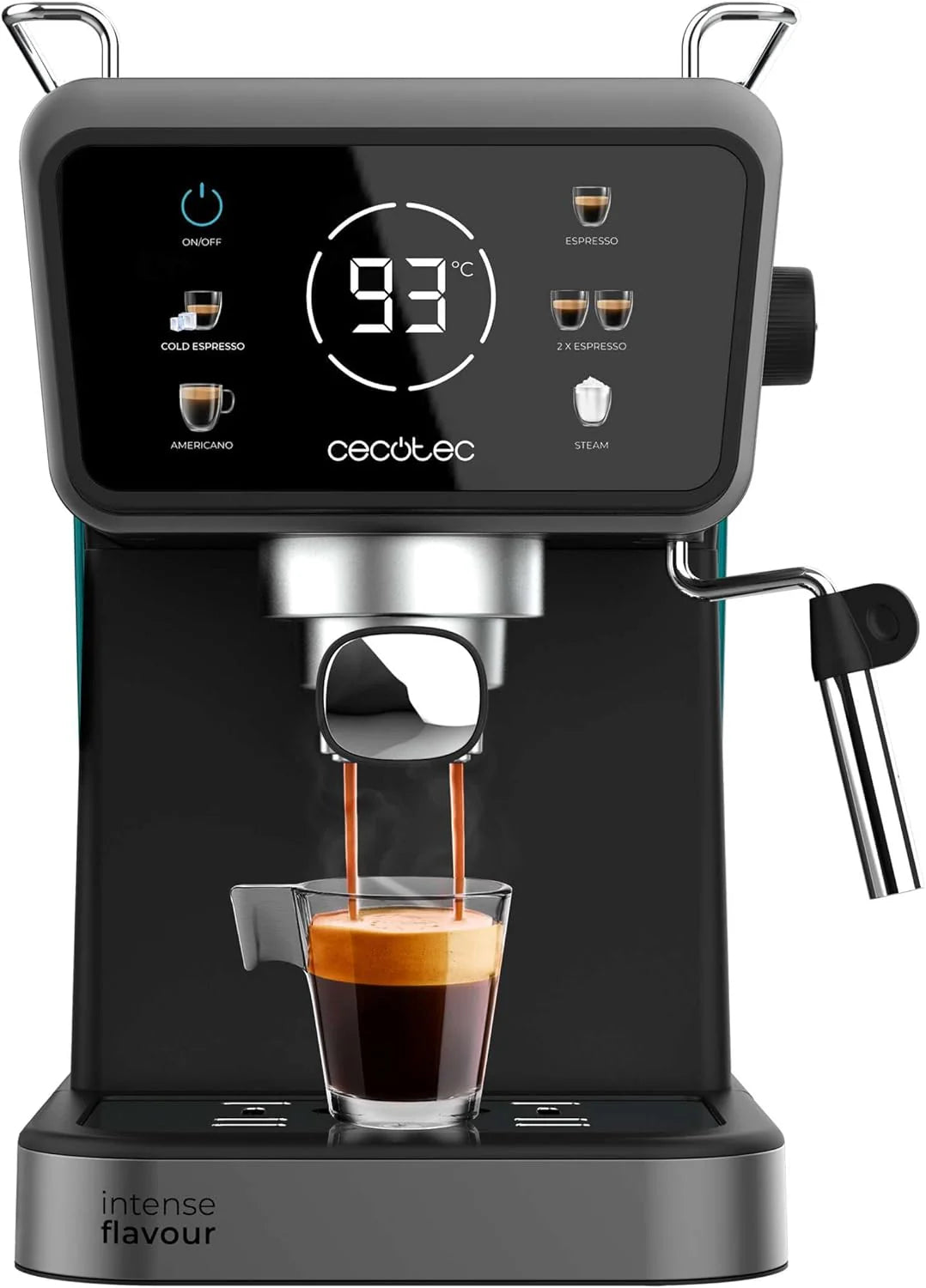 Cecotec Ekspres do kawy z podwójnym wyjściem Power Espresso 20 Barista Cream. 1550 W, 20 prętów, zbiornik na ziarna kawy 250g, młynek z 30 poziomami mielenia, termoblok, zbiornik na wodę 2.5 L