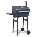 Czarny grill węglowy z wędzarnią i dolną półką vidaxl