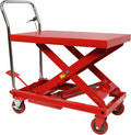 660LBS Hydraulic Lift Table Cart – 31 Lift Height, Double Scissor Design with 4 Wheels & Non-Slip Pad for Material Handling
