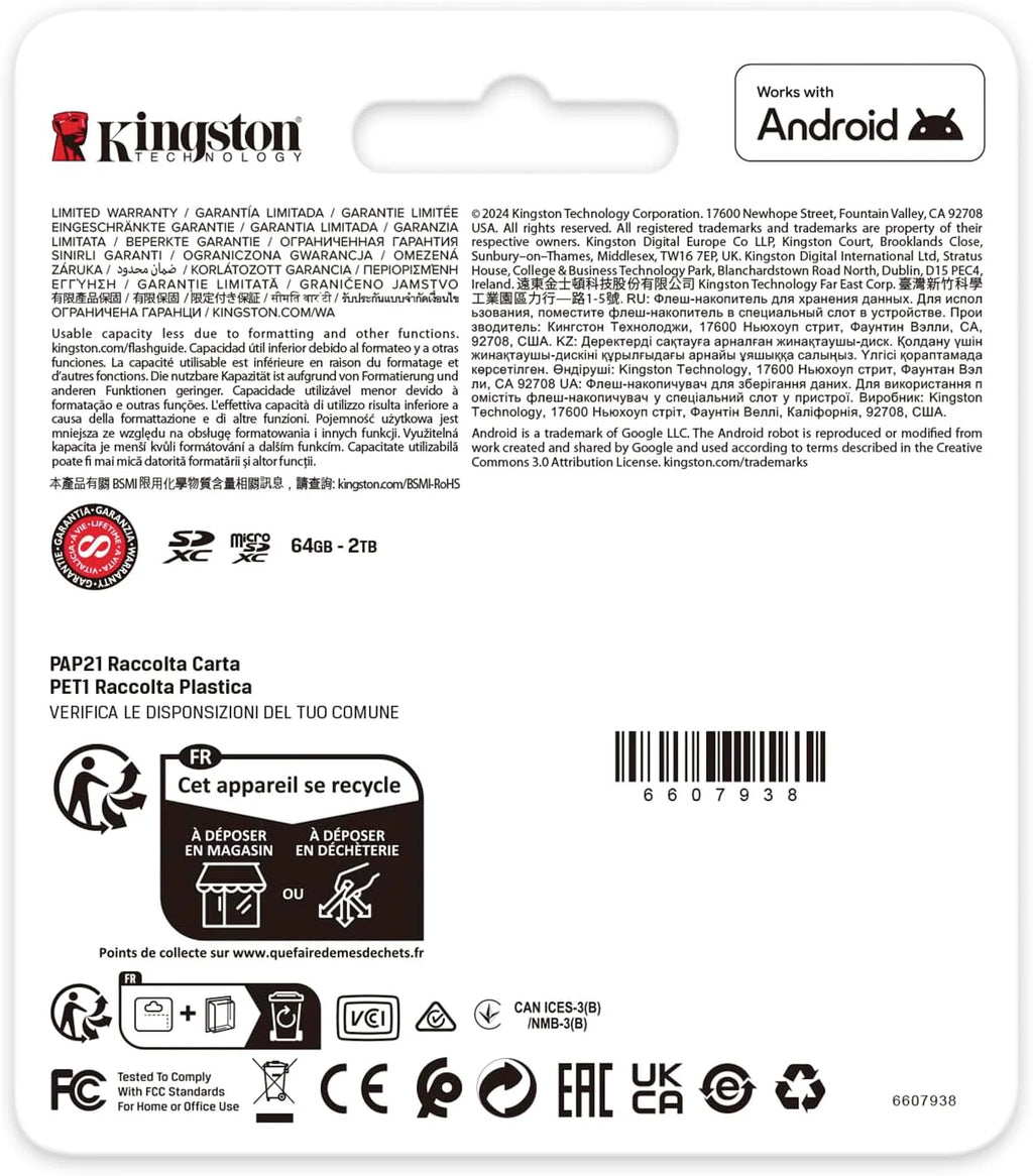 Kingston Canvas Go Plus karta pamięci microSDXC Gen4 200 MB/s A2 U3 V30 1 TB pojedyncze opakowanie bez karty ADP - SDCG4/1TBSP