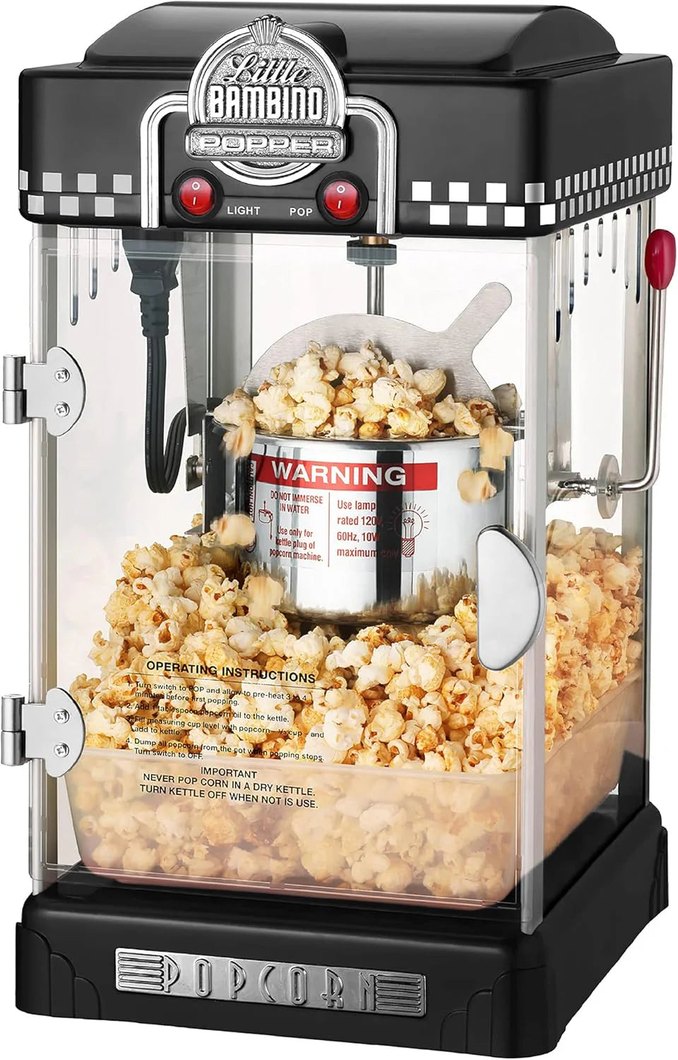 Little Bambino Maszyna do popcornu - 2,5 uncji stolik filmowy teatr popcorn popper ze stali nierdzewnej od Great Northern Popcorn (czarny)