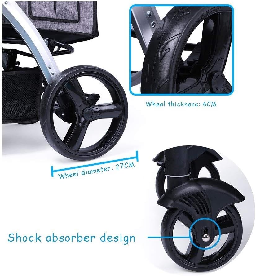 Wózek dla dużych psów do biegania, wózek dla psów Premium High Landscape Pet Stroller, duże wózki dla psów (czerwony)