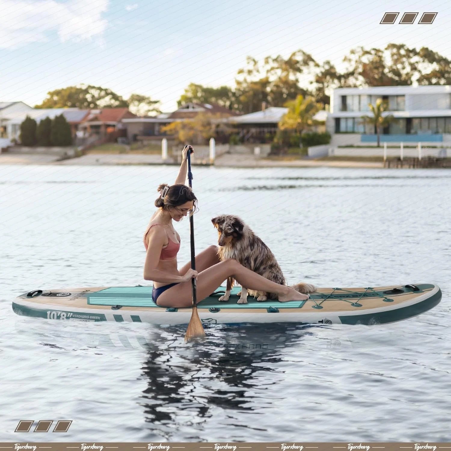 TIGERXBANG Deska SUP, deska do paddlingu, 10'8, 330 x 86 x 15 cm, z kompletnym nadmuchiwanym akcesoriami klasy premium, bardzo szerokie deski do wiosłowania dla dorosłych i dzieci, kolekcja Pandora