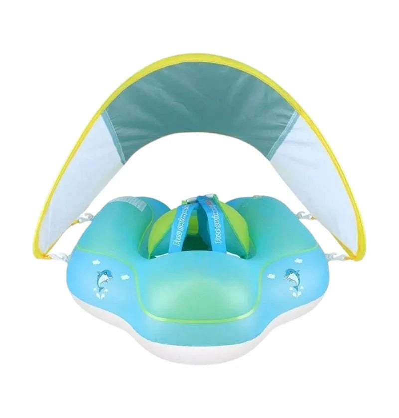 Baby Float with Canopy, Inflatable Pool Ring for 3–36 Months, Blue