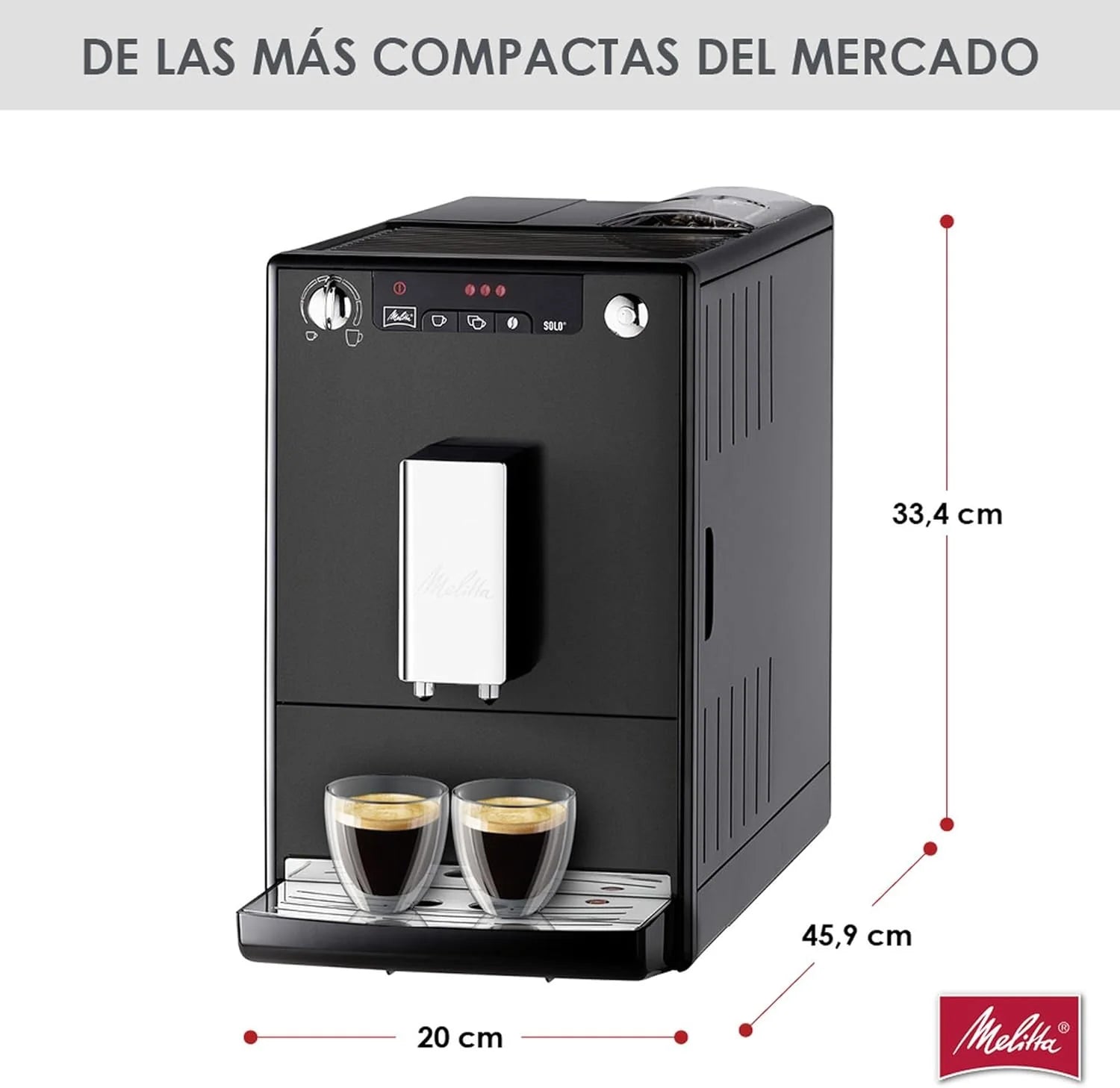Melitta E 950-222 Caffeo Solo Automatyczny Ekspres do Kawy, 1400 W, 1,2 Litra, Czarny/Srebrny