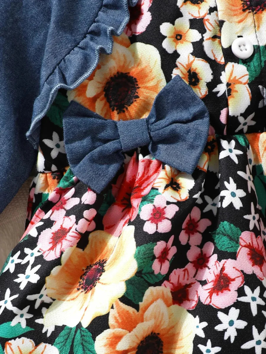Baby ruffle bow dress with soft fabric and elegant details