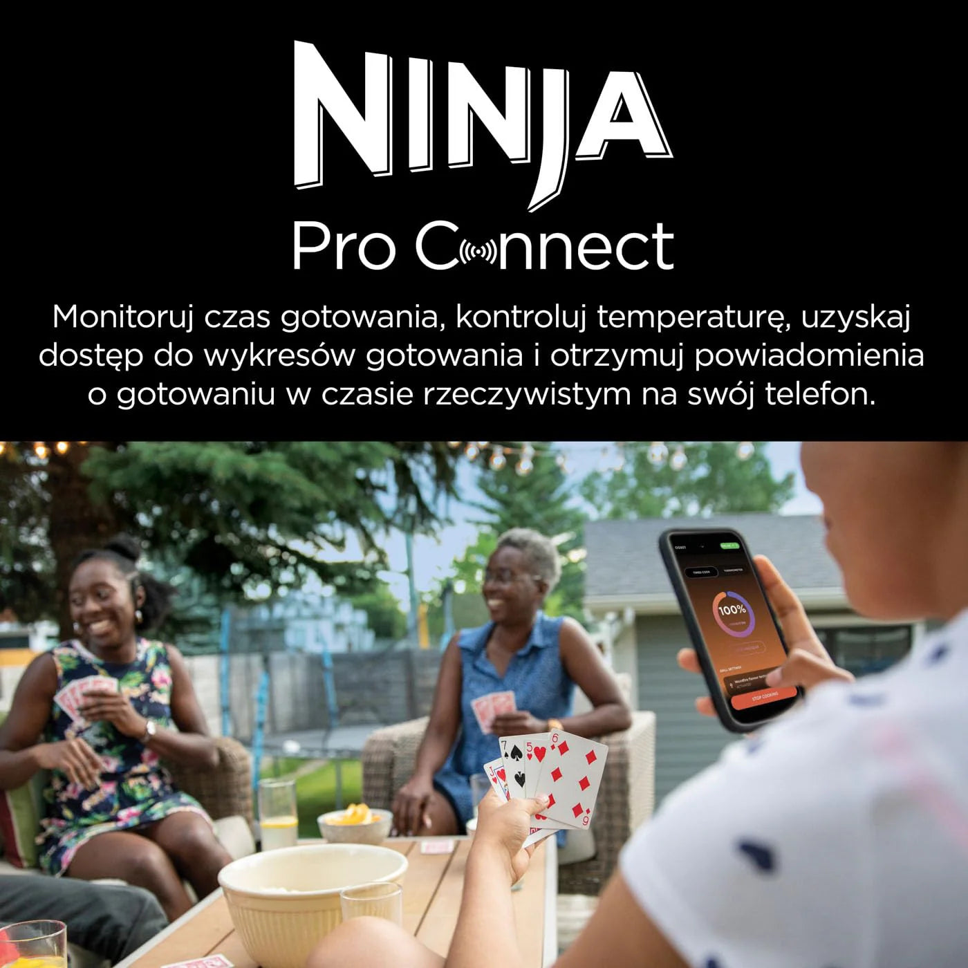 Ninja Woodfire Grill elektryczny, wędzarnia i frytkownica beztłuszczowa, 7 w 1, zewnętrzny, wędzenie, opiekanie, ciasta, odporny na pogodę, nieprzywierający, przenośny, szary/czarny OG701EU