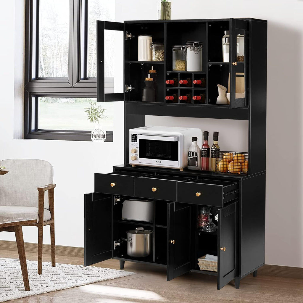 VOWNER Szafka kuchenna/bufet, 100 dł. x 38 szer. x 181 wys. cm, jednostka do przechowywania, 5 drzwi i 5 regulowanych półek, kolor biały