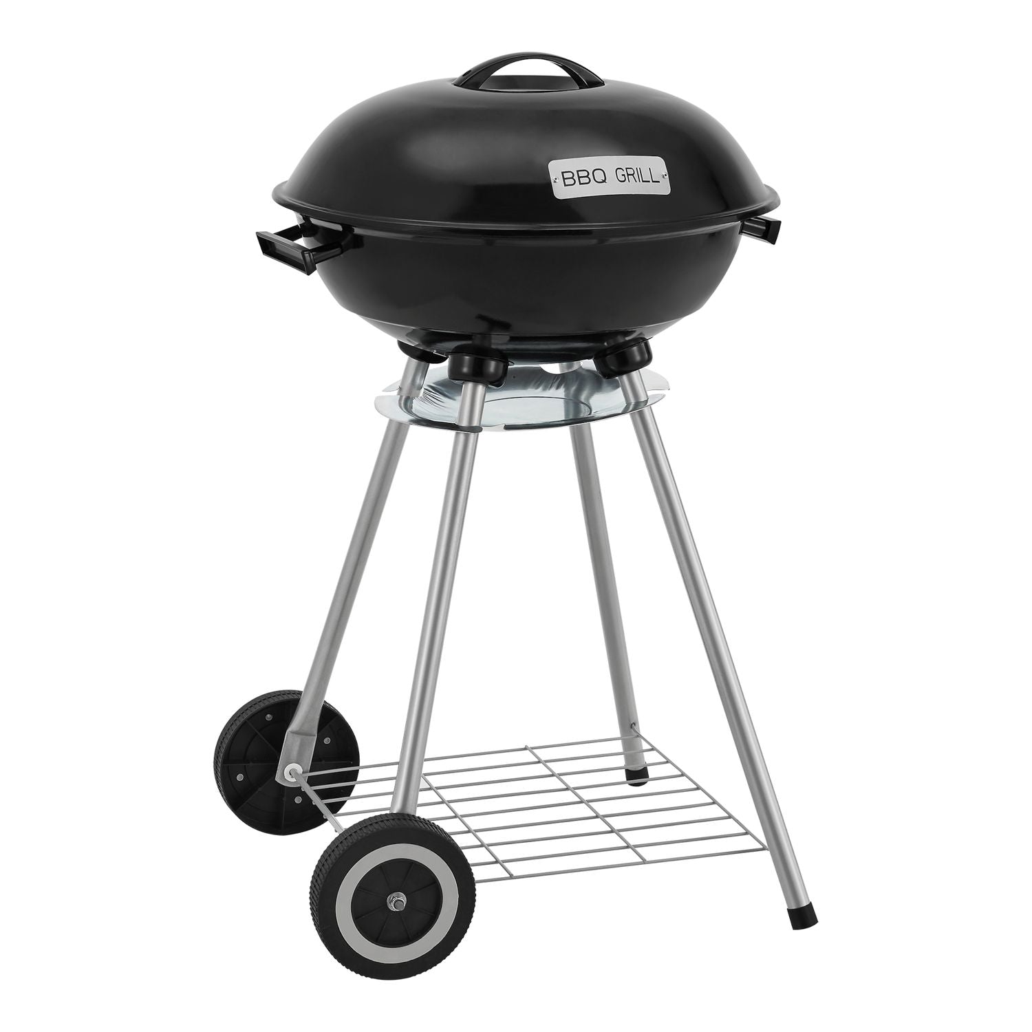 Barbacoa Redonda De Carbón Apricena Con Tapa 80x49x47cm - Czarny [casa.pro]